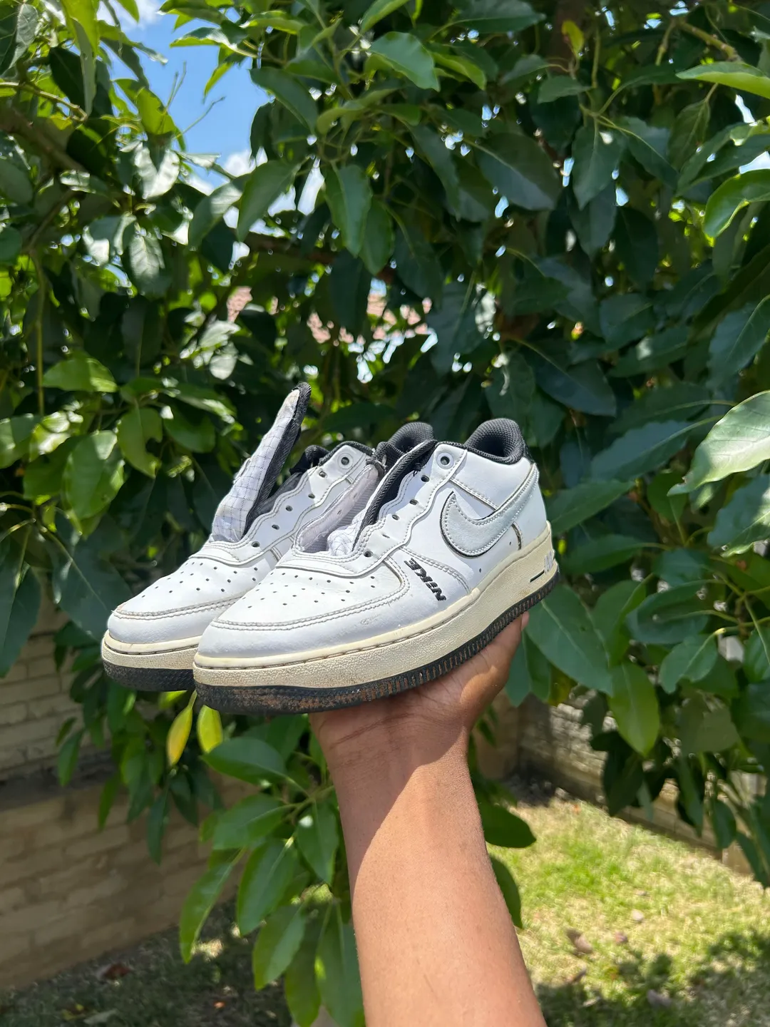 White Air Force 1 before a deep clean and outsole whitening