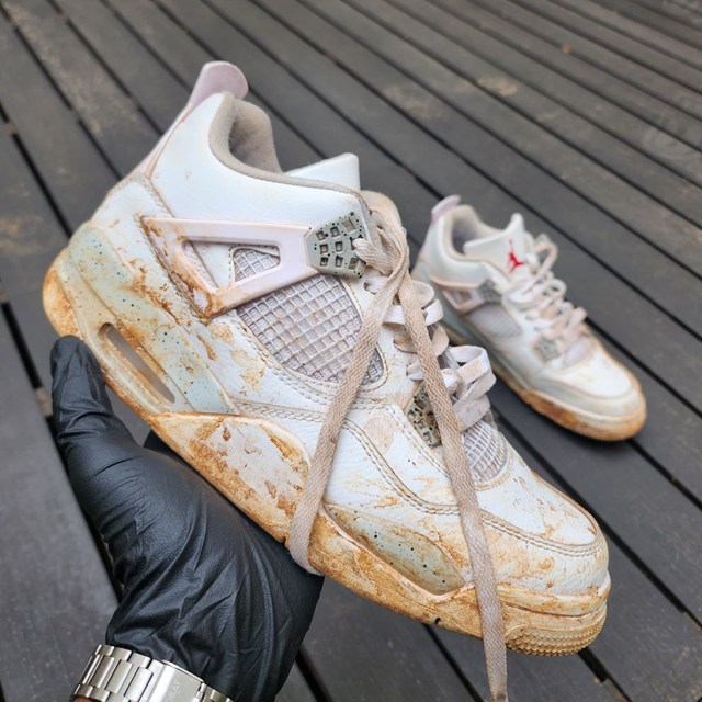 A dirty sneaker before a deep clean