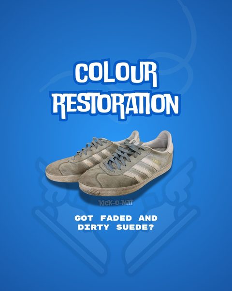 Diagram showing what the colour restoration service covers on a sneaker
